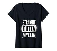 Femme Straight Outta Myelin Multiple Sclerosis MS Awareness T-Shirt avec Col en V