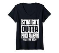 Femme Straight Outta Police Academy Graduate Class 2026 Graduation T-Shirt avec Col en V