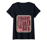 Femme Straight Outta The 60's 1960's Born Birthday Vintage Femme T-Shirt avec Col en V