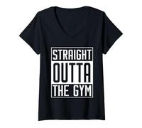 Femme Straight Outta The Gym - Course, haltérophilie, exercice T-Shirt avec Col en V
