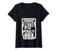 Femme Straight Outta The Penalty Box Gardien de but de joueur de hockey sur glace T-Shirt avec Col en V