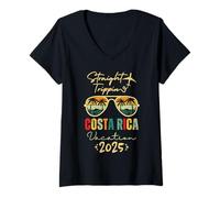 Femme Straight Trippin Costa Rica 2025 Trip Family Summer Vacation T-Shirt avec Col en V