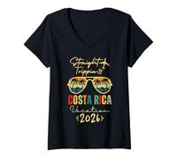Femme Straight Trippin Costa Rica 2026 Trip Family Summer Vacation T-Shirt avec Col en V