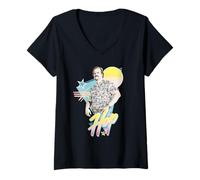 Femme Stranger Things 80's Jim Hopper T-Shirt avec Col en V