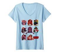 Femme Stranger Things Character Badges Officiellement licencie T-Shirt avec Col en V