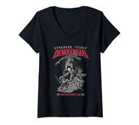 Femme Stranger Things Demogorgon Friends Dont Lie T-Shirt avec Col en V