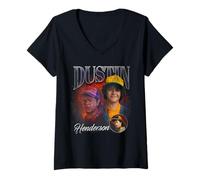 Femme Stranger Things Dustin Homage T-Shirt avec Col en V