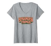 Femme Stranger Things Hawkins High School Logo T-Shirt avec Col en V