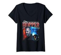 Femme Stranger Things Jim Hopper Homage T-Shirt avec Col en V