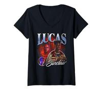 Femme Stranger Things Lucas Homage T-Shirt avec Col en V