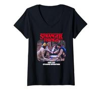 Femme Stranger Things One Last Strange Adventure T-Shirt avec Col en V