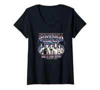 Femme Stranger Things Retro Thunder Group T-Shirt avec Col en V