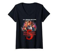 Femme Stranger Things Season Five Poster T-Shirt avec Col en V