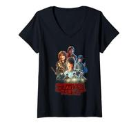 Femme Stranger Things Season One Poster T-Shirt avec Col en V