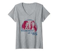 Femme Stranger Things Summer of '85 Eleven and Max T-Shirt avec Col en V
