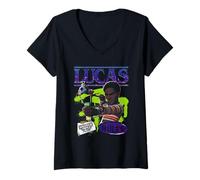 Femme Stranger Things Tales from '85 Lucas T-Shirt avec Col en V