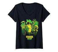 Femme Stranger Things Tales from '85 Monster Plants T-Shirt avec Col en V