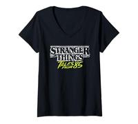 Femme Stranger Things Tales from '85 Two Tone Logo T-Shirt avec Col en V