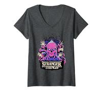 Femme Stranger Things Vecna Creel House T-Shirt avec Col en V