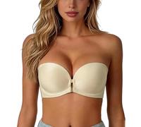 Femme Strapless Front Closure Push-Up Bra No Underwire Wireless Bras | Front Clasp Strapless Bra, Seamless Comfortable Padded Non Slip Tube Jelly Bras,Soutien-Gorge Quotidien pour Robes