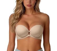 Femme Strapless Front Closure Push-Up Bra No Underwire Wireless Bras | Front Clasp Strapless Bra,Seamless Padded Non Slip Tube Jelly Bras,Soutien-Gorge à Bretelles Convertible Ajustable