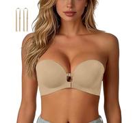Femme Strapless Front Closure Push-Up Bra No Underwire Wireless Bras | Front Clasp Strapless Bra, Seamless Comfortable Padded Non Slip Tube Jelly Bras,Soutien-Gorge Quotidien pour Robes