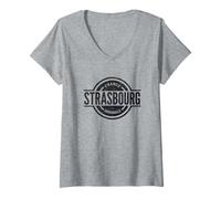 Femme Strasbourg France - Officiel Strasbourg France T-Shirt avec Col en V