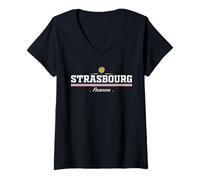 Femme Strasbourg France T-Shirt avec Col en V