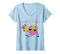 Femme Strawberry Berry Cool Summer Icecream T-Shirt avec Col en V