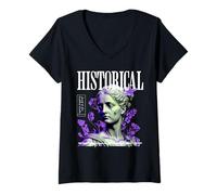 Femme Streetwear Historique de la déesse Grecque de Vinci T-Shirt avec Col en V