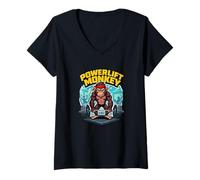 Femme Strength Monkey Banc de Squat soulevé de Terre T-Shirt avec Col en V