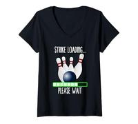 Femme Strike Loading Please Wait Bowling Team Matching Party T-Shirt avec Col en V