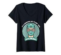 Femme Strong Nurse It's A Beautiful Day to Save Lives Nurse T-Shirt avec Col en V