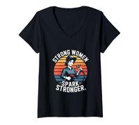 Femme Strong Women Spark Stronger Feminist Power Citation T-Shirt avec Col en V