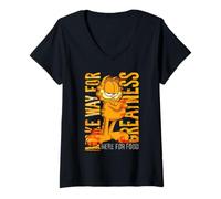 Femme Style Artistique épique de la Bande dessinée rétro de Garfield, Un Chat affamé T-Shirt avec Col en V