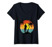 Femme Style de Surf T-Shirt avec Col en V