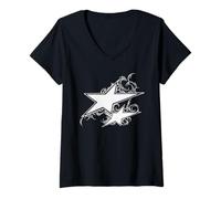 Femme Style de Tatouage Y2K des années 90 Double Star T-Shirt avec Col en V