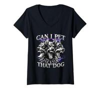 Femme Style Graphique Doberman Cool. Can I Pet That Dog T-Shirt avec Col en V