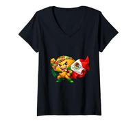 Femme Style Mexicain Taco Hero Power T-Shirt avec Col en V