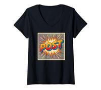 Femme Style Post-Bande dessinée T-Shirt avec Col en V