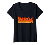 Femme Style rétro des années 80 Lyon, Kansas T-Shirt avec Col en V