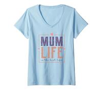 Femme Style rétro Mum Life is The Best Life for My Best Mum T-Shirt avec Col en V