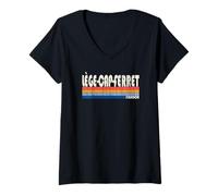 Femme Style rétro Vintage années 70 80 Lège-Cap-Ferret, France T-Shirt avec Col en V
