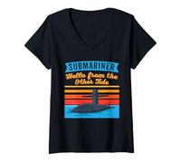 Femme Submariner Citation Hello from The Other Tide U-Boat Submarine T-Shirt avec Col en V