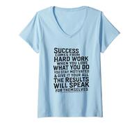 Femme Success Comes from Hard Work Inspirational Work Citation Grind T-Shirt avec Col en V