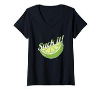 Femme Suck It Abreuvoir de Tequila aux Fruits et Citron Vert T-Shirt avec Col en V