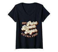 Femme Sucre Brun 100% Pur - Mois de l'histoire des Noirs - Racines africaines T-Shirt avec Col en V