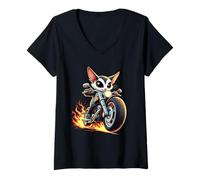 Femme Sugar Glider Conduite Une Moto Design Funny Sugar Glider T-Shirt avec Col en V