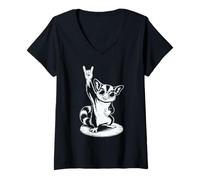Femme Sugar Glider Punk Rock Rocker Heavy Metal T-Shirt avec Col en V