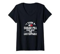Femme Sugar Pill I'm Unstoppable T-Shirt avec Col en V